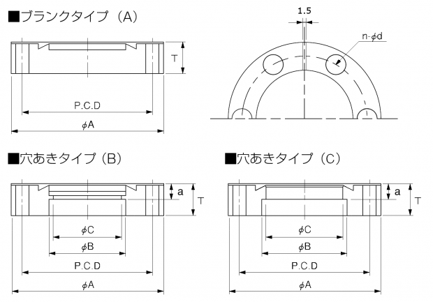 今年の新作から定番まで！ 固定穴あきフランジ 1個 ICF70-Φ38-FT